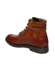Masabih Genuine Leather Tan Ankle Zipper Boots for Men
