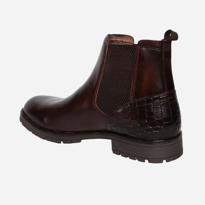 Ankle Length Genuine Leather Men Brown Chelsea Boots