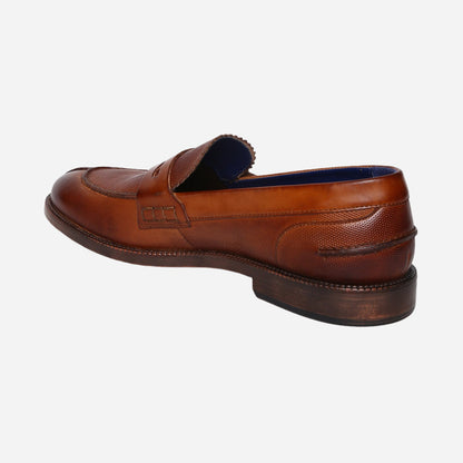 Masabih Genuine Leather Tan Loafer Slipon Shoes for Men