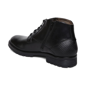 Ankle Length Genuine Leather Black Chukka Laceup Boots For Men
