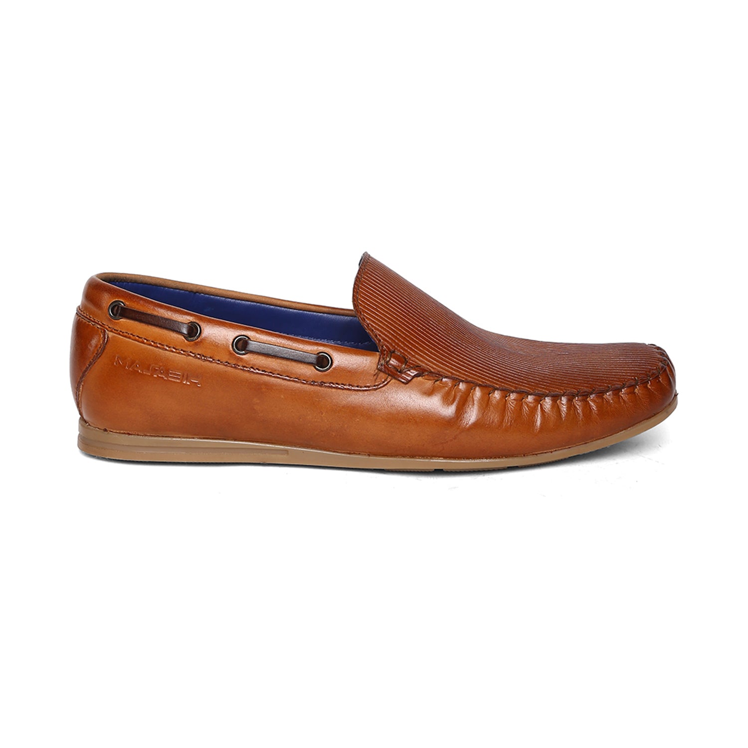 Masabih Genuine Leather Tan Mocassin Shoes with Flat Sole for Men
