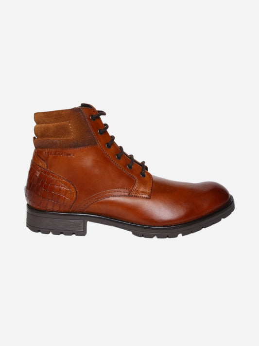 Masabih Genuine Leather Tan Ankle Zipper Boots for Men