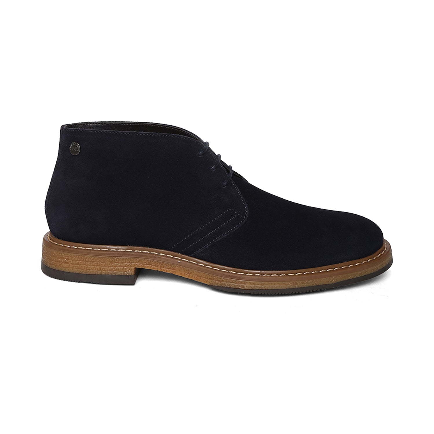 Navy Genuine Suede Leather Chukka Lace Up Boots For Men
