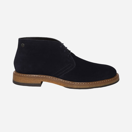 Navy Genuine Suede Leather Chukka Lace Up Boots For Men