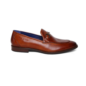Masabih Genuine Milled Leather Tan Loafer Slipon Shoes for Men