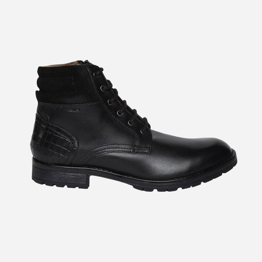 Masabih Genuine Leather Black Ankle Zipper Boots for Men