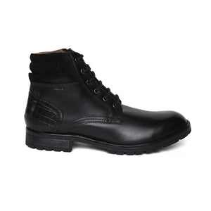 Masabih Genuine Leather Black Ankle Zipper Boots for Men