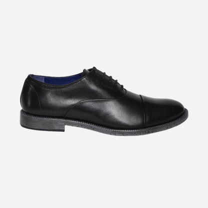 Masabih Genuine Leather Black Casual Oxford Shoes For Men