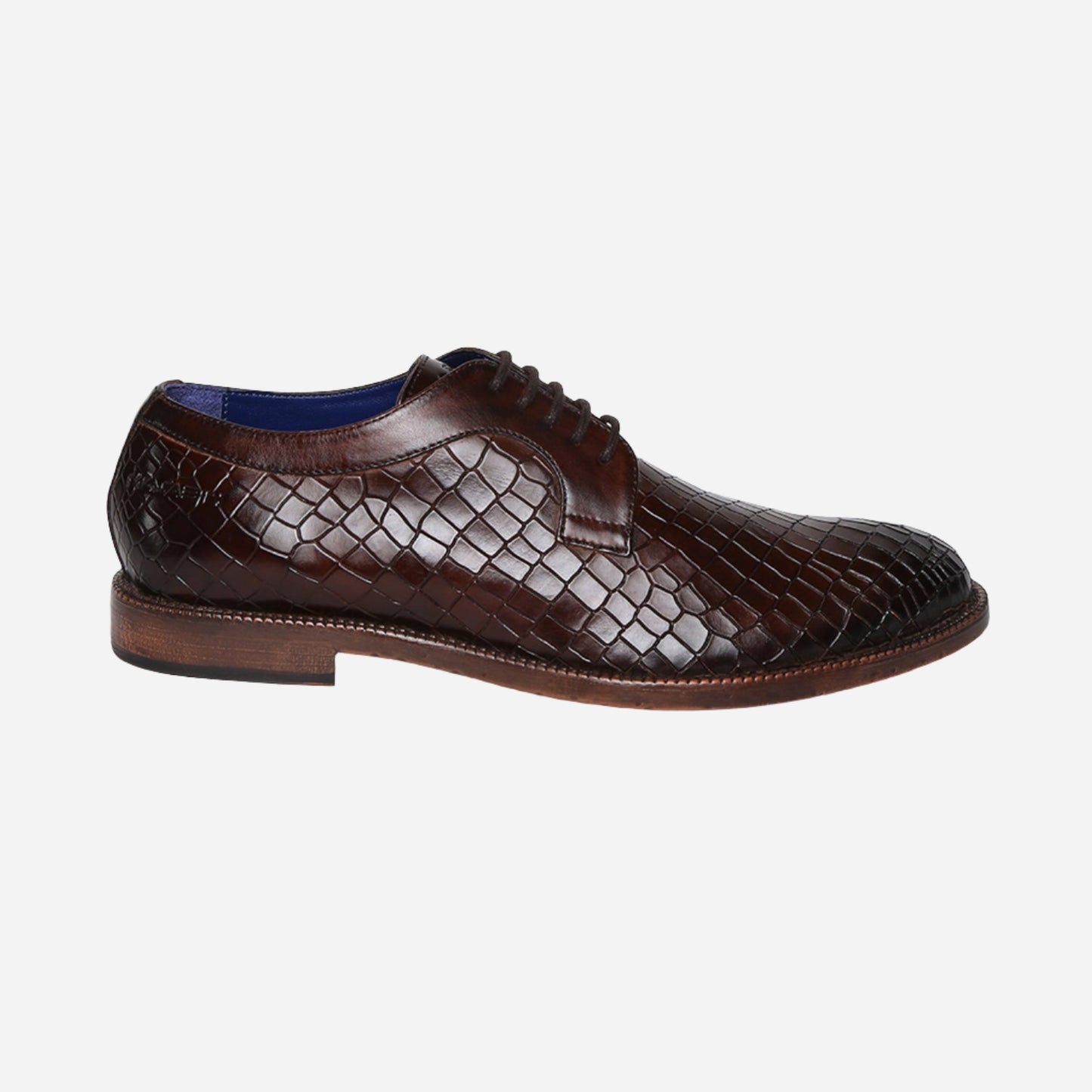 Masabih Genuine Leather Brown Printed Casual Derby Laceup Shoes For Men