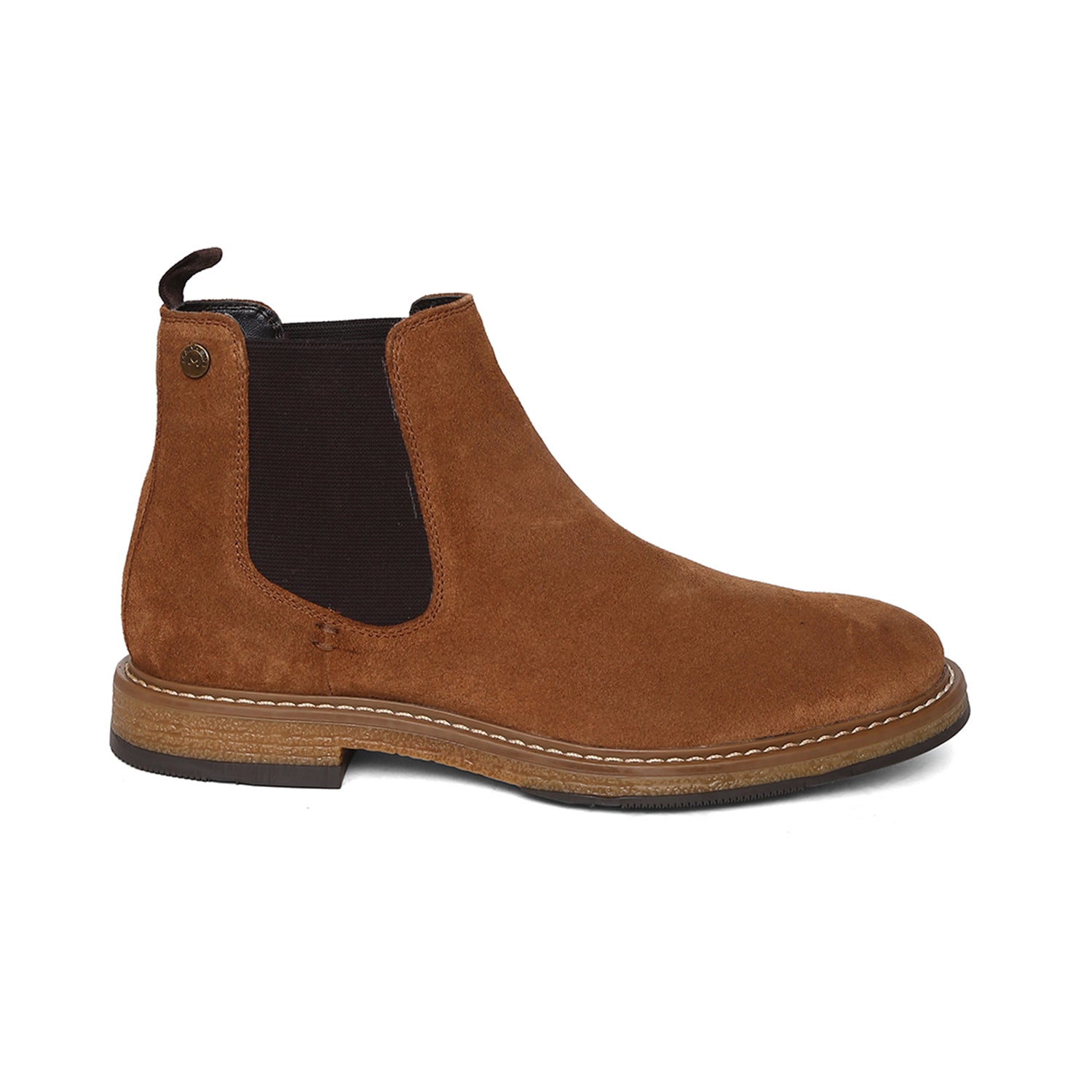 Tan Genuine Suede Leather Chelsea Elastic Boots For Men