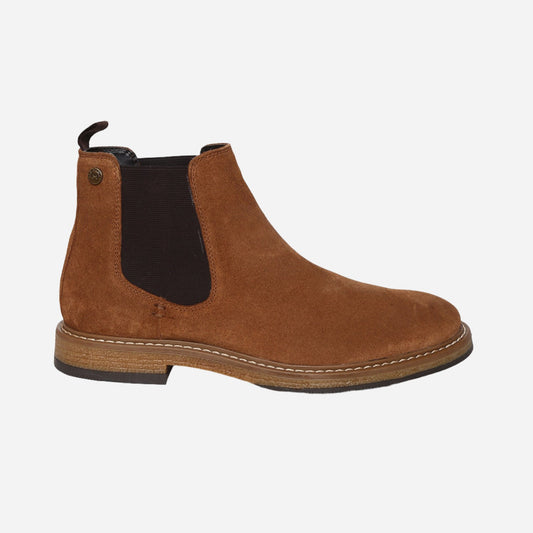 Tan Genuine Suede Leather Chelsea Elastic Boots For Men