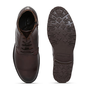 Ankle Length Genuine Leather Brown Chukka Laceup Boots For Men