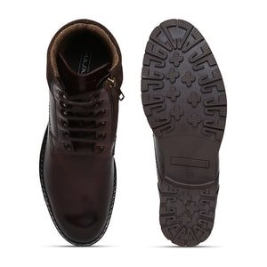 Masabih Genuine Leather Brown Ankle Zipper Boots for Men