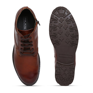 Ankle Length Genuine Leather Tan Chukka Laceup Boots For Men
