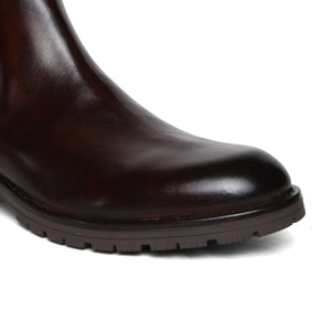Ankle Length Genuine Leather Men Brown Chelsea Boots