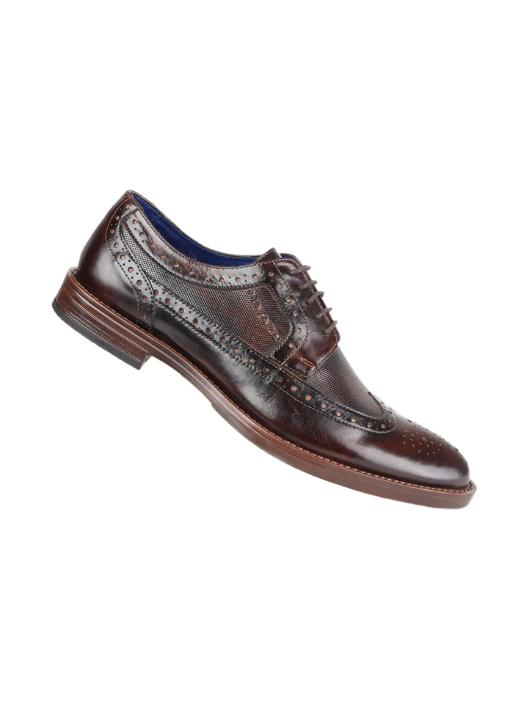 Masabih Genuine Leather Brown Casual Brogue Derby Laceup Shoes For Men