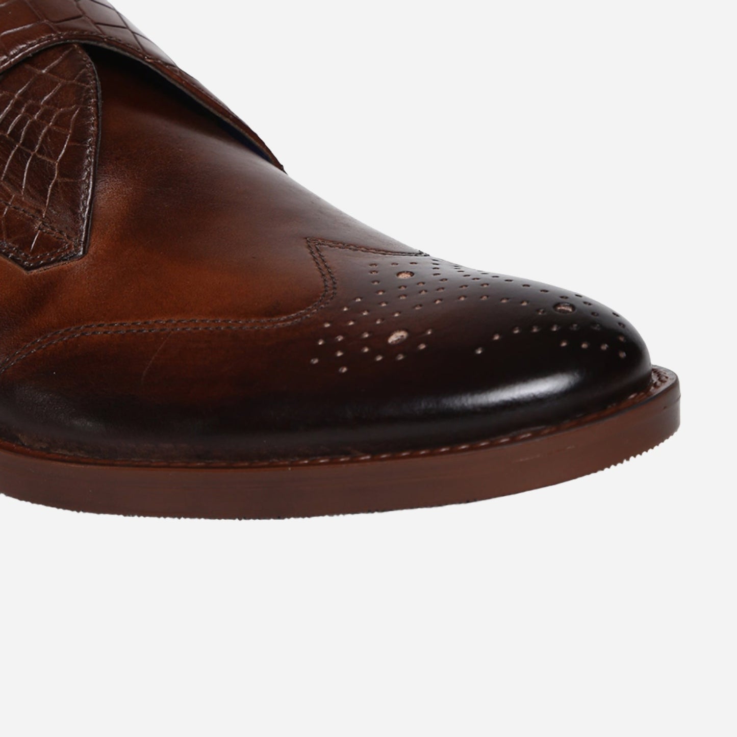 MASABIH GENUINE LEATHER BROWN CASUAL MONK SHOES FOR MEN