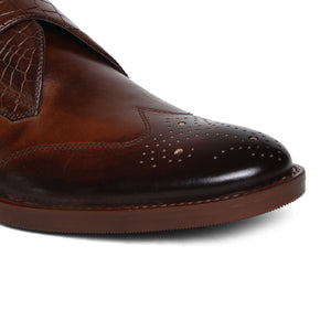 MASABIH GENUINE LEATHER BROWN CASUAL MONK SHOES FOR MEN