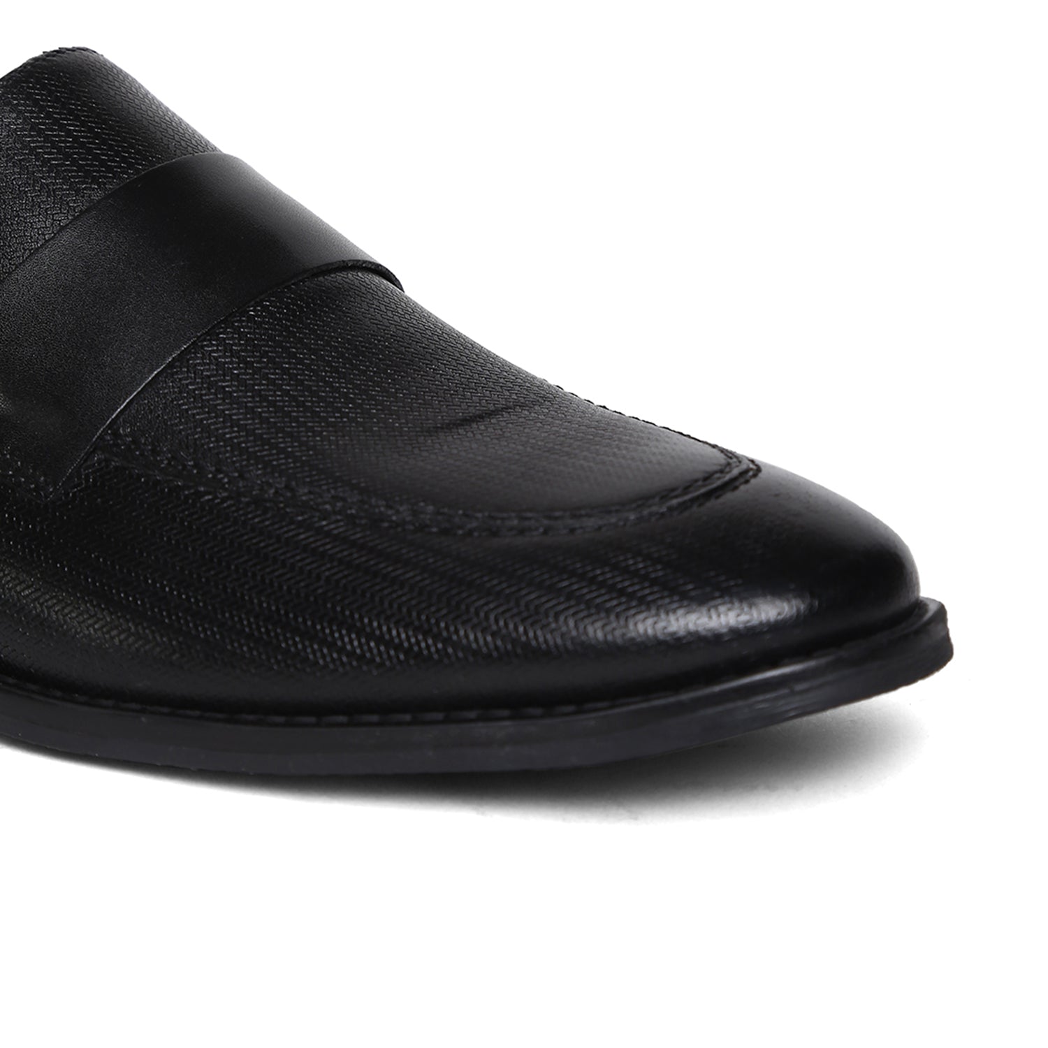 Masabih Genuine Leather Black Printed Loafer Slipon Shoes for Men