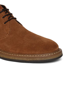 Tan Genuine Suede Leather Chukka Lace Up Boots For Men
