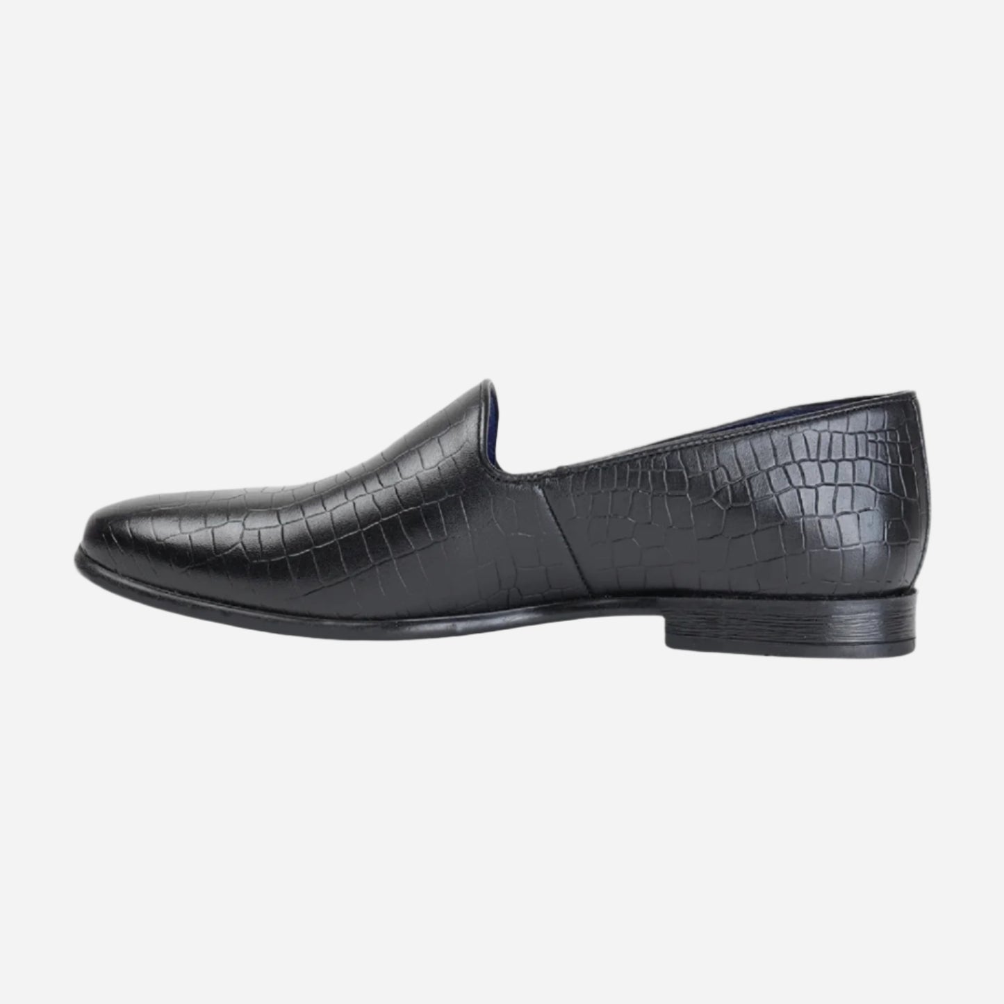 Masabih Black Genuine Leather Crocodile Plated Stylish Loafers for Men