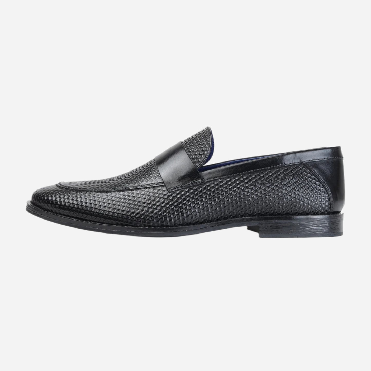 Masabih Genuine Printed Leather Black Loafer Slipon Shoes for Men