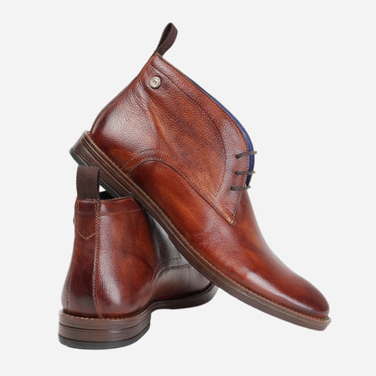 Masabih Genuine Leather Tan Ankle Boots for Men