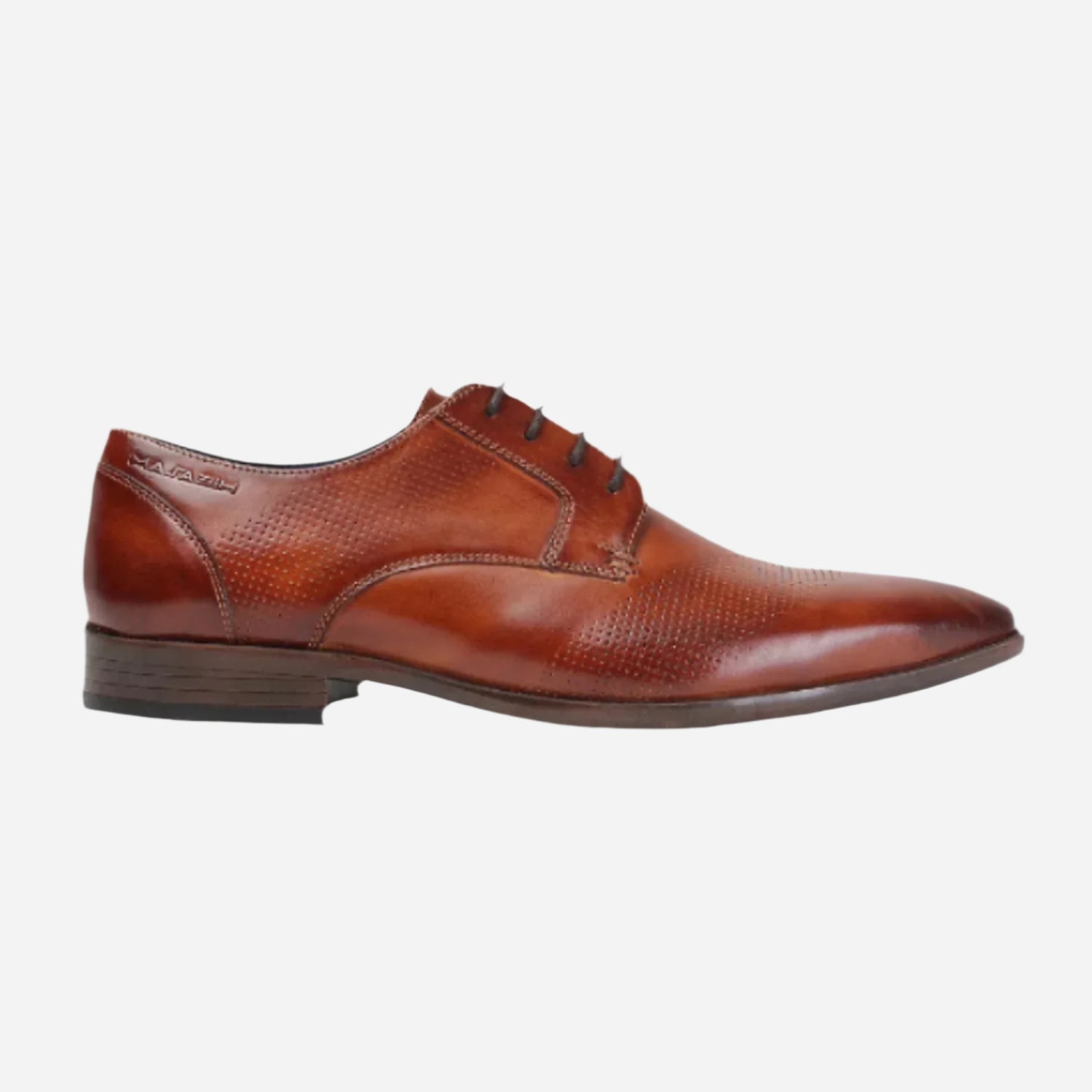 Masabih Genuine Leather Tan Casual Derby Laceup Shoes For Men