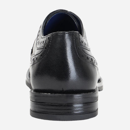 Masabih Genuine Leather Black Casual Brogue Derby Laceup Shoes For Men