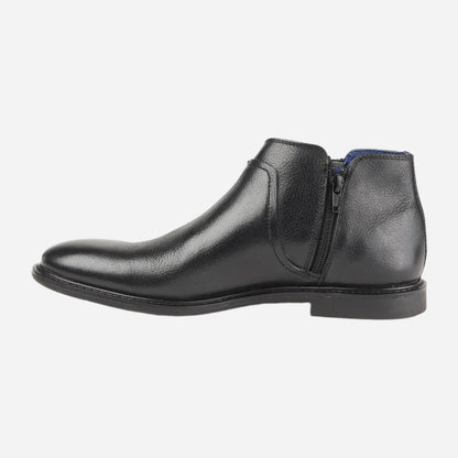 Masabih Genuine Leather Black Biker Ankle Zipper Boots for Men