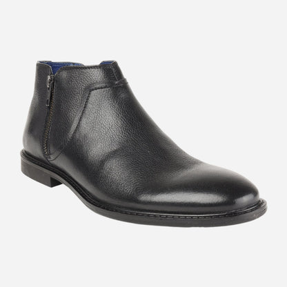 Masabih Genuine Leather Black Biker Ankle Zipper Boots for Men