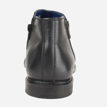 Masabih Genuine Leather Black Biker Ankle Zipper Boots for Men