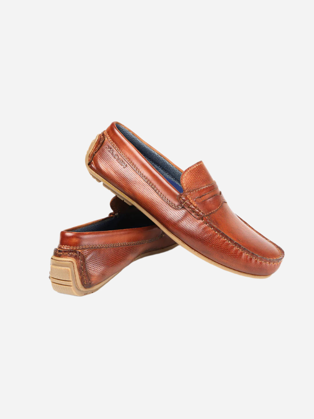 MASABIH Tan Genuine Leather Mocassin Shoes with Flat Sole for Men