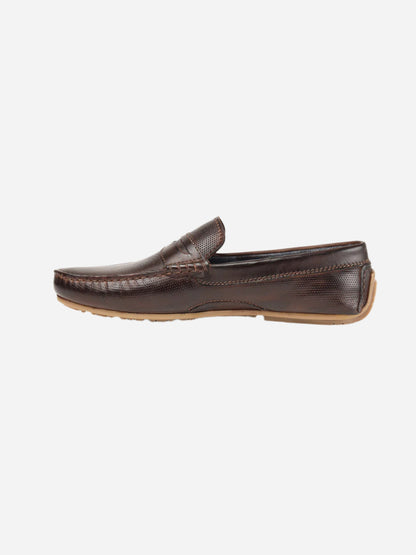 Masabih Genuine Leather Brown Mocassin Shoes with Flat Sole for Men