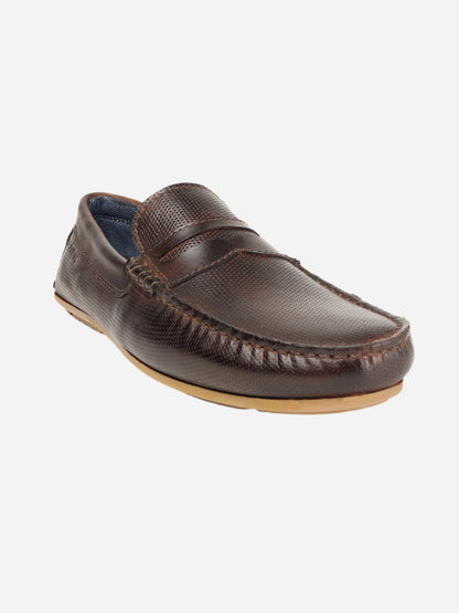 Masabih Genuine Leather Brown Mocassin Shoes with Flat Sole for Men