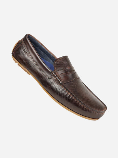 Masabih Genuine Leather Brown Mocassin Shoes with Flat Sole for Men