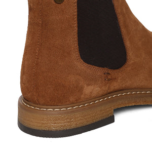 Tan Genuine Suede Leather Chelsea Elastic Boots For Men
