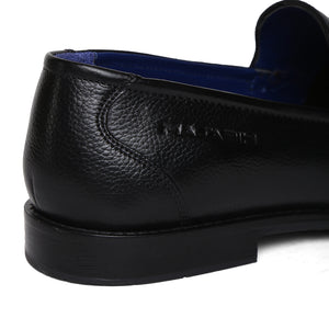 Masabih Genuine Milled Leather Black Loafer Slipon Shoes for Men