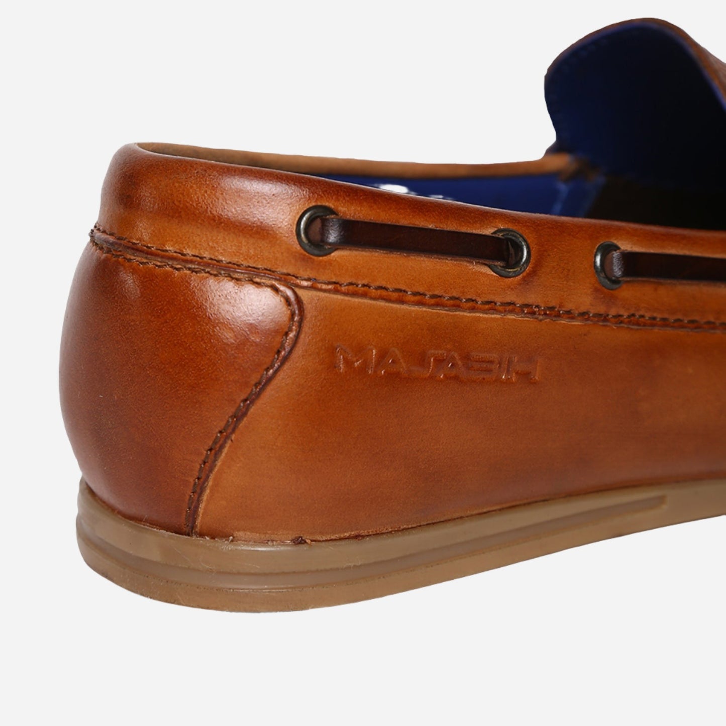 Masabih Genuine Leather Tan Mocassin Shoes with Flat Sole for Men