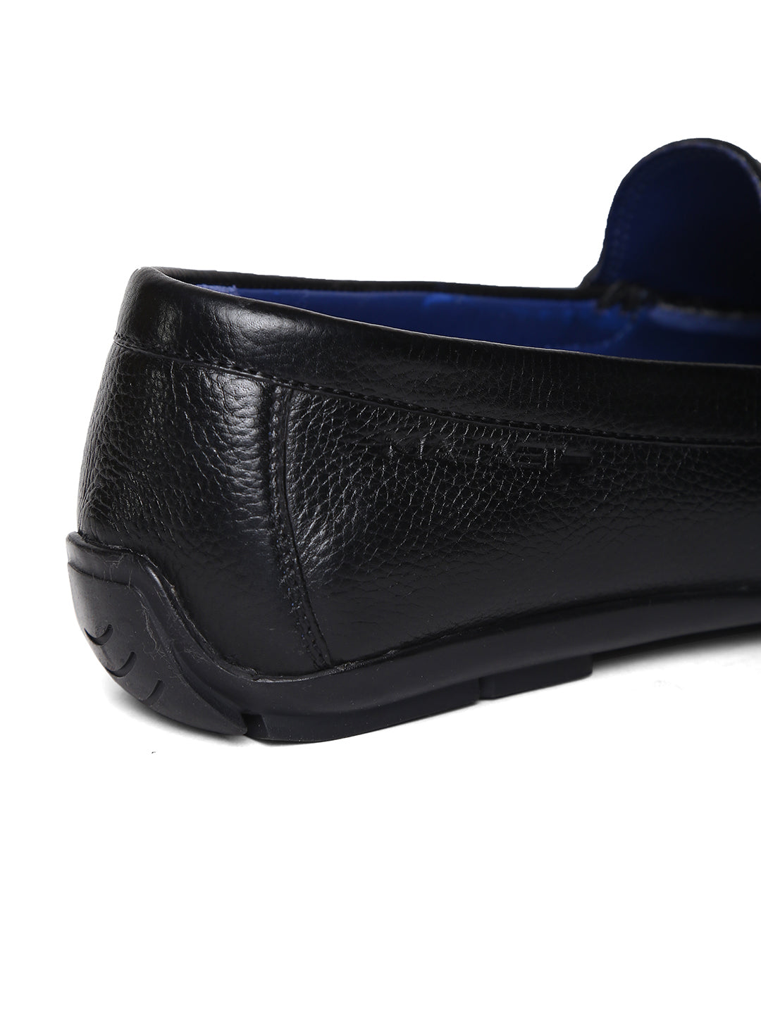 Masabih Genuine Milled Leather Black Mocassin Shoes with Saddle Ornument for Men
