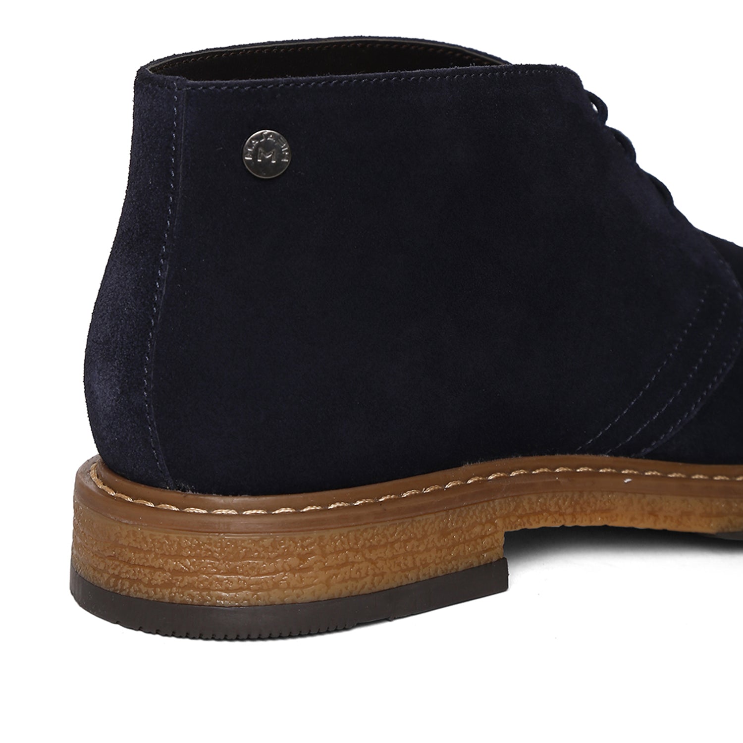 Navy Genuine Suede Leather Chukka Lace Up Boots For Men