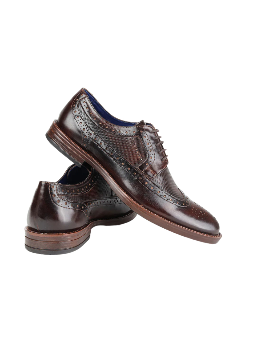 Masabih Genuine Leather Brown Casual Brogue Derby Laceup Shoes For Men