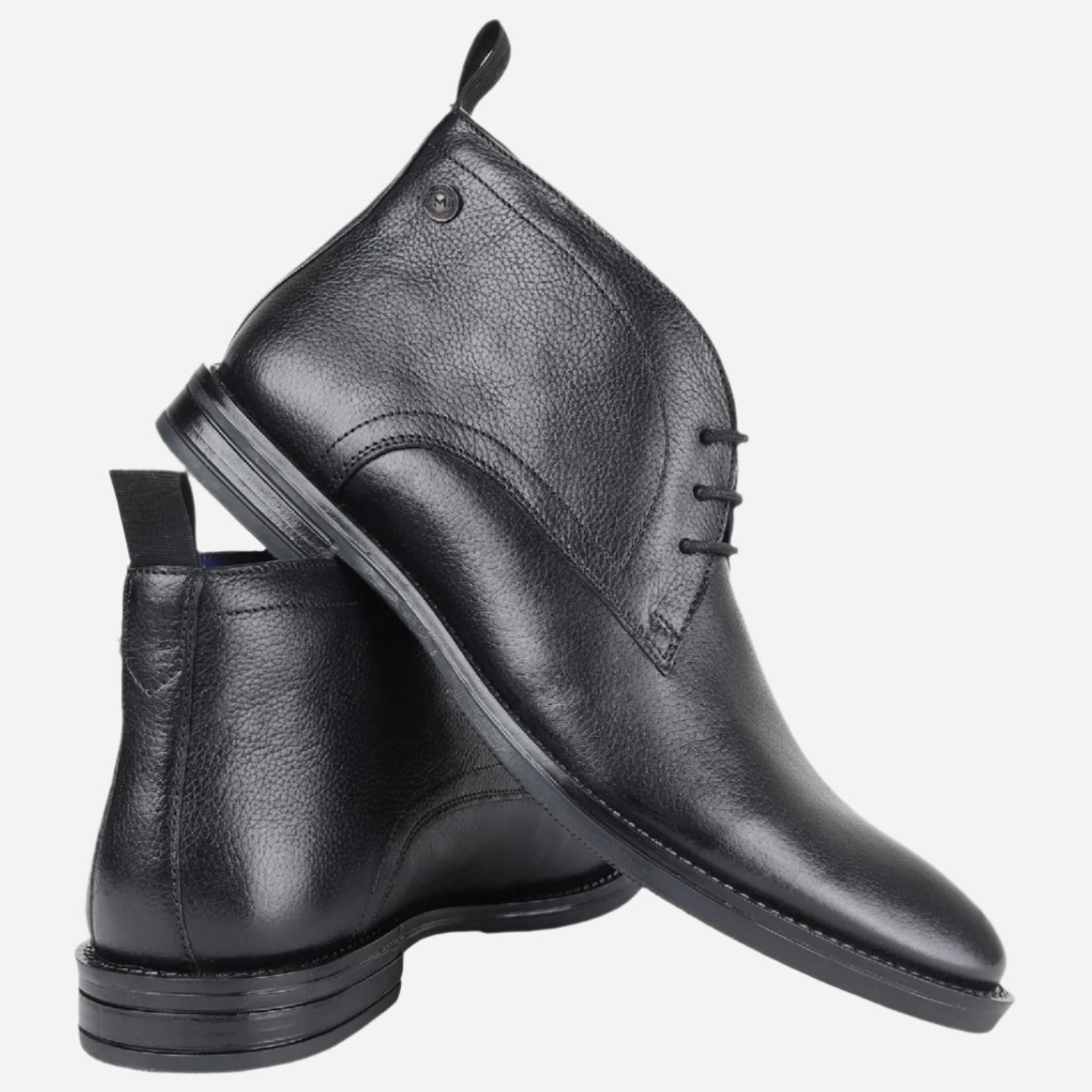 Masabih Genuine Leather Black Ankle Boots for Men