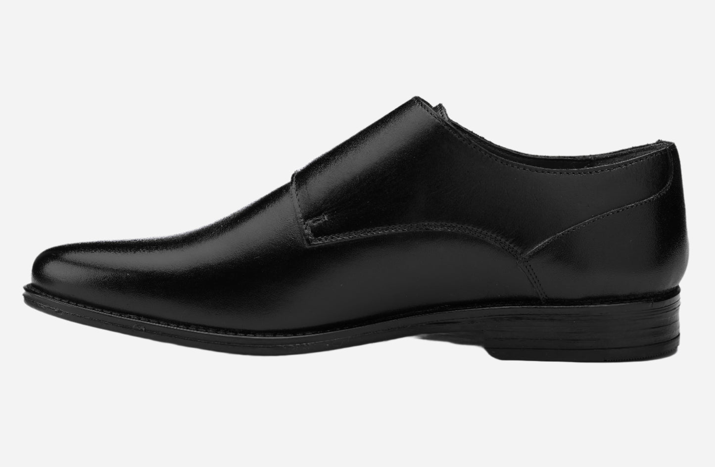 Masabih Genuine Leather Black Casual Double Monk Shoes for Men