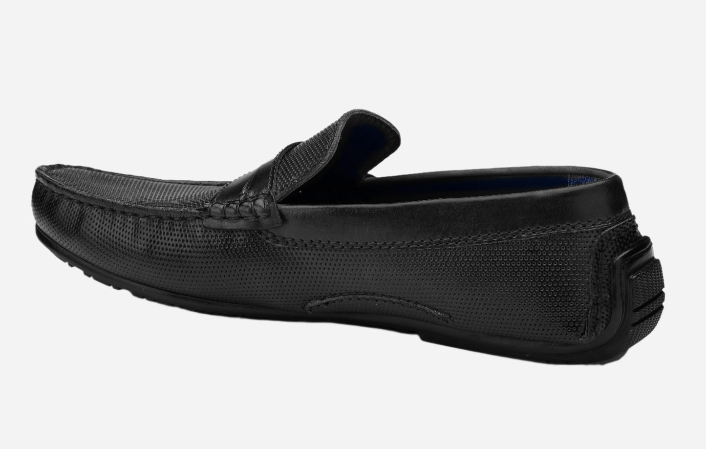 Masabih Genuine Leather Black Mocassin Shoes with Flat Sole for Men