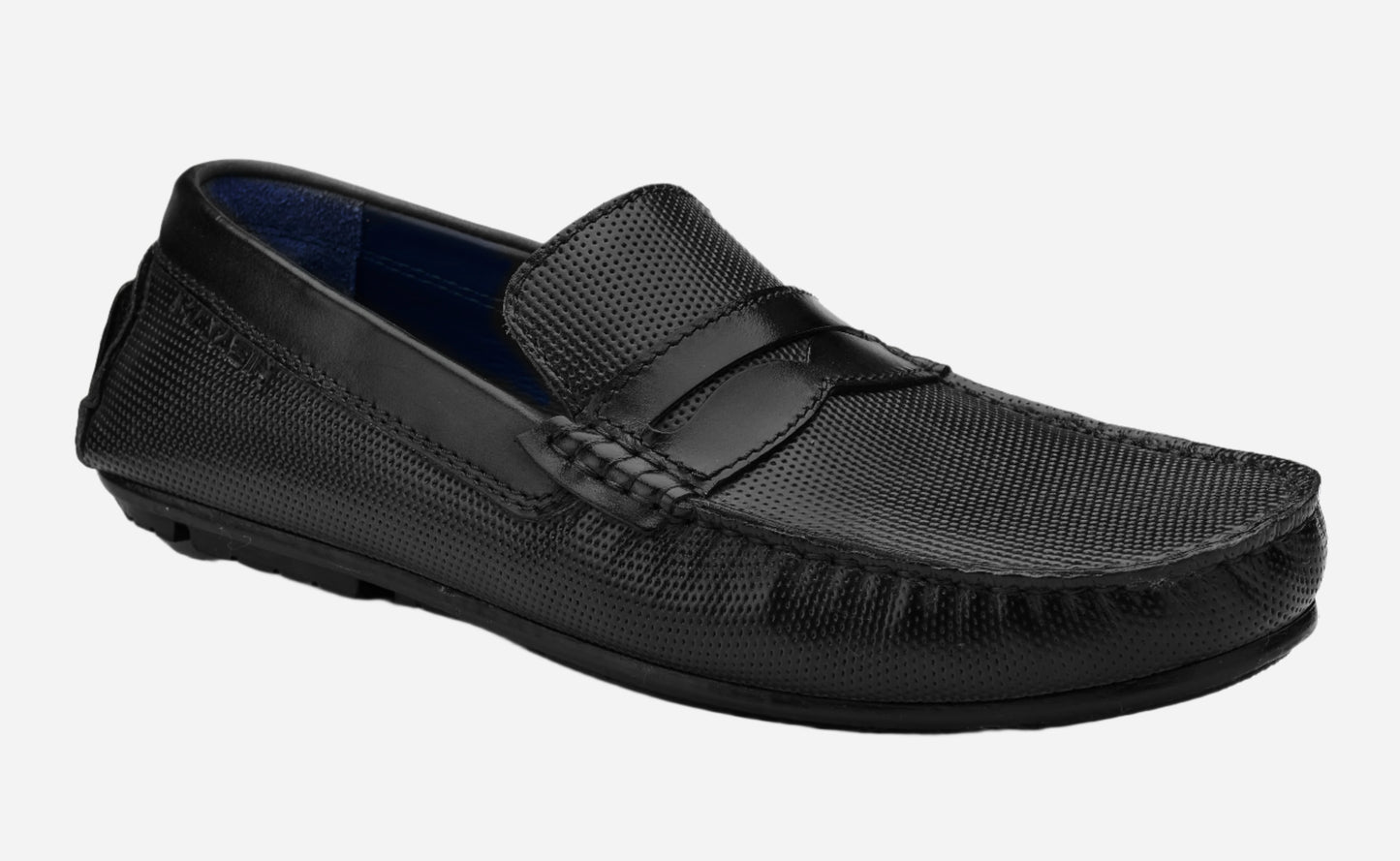 Masabih Genuine Leather Black Mocassin Shoes with Flat Sole for Men