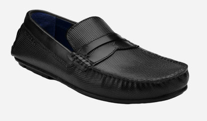 Masabih Genuine Leather Black Mocassin Shoes with Flat Sole for Men