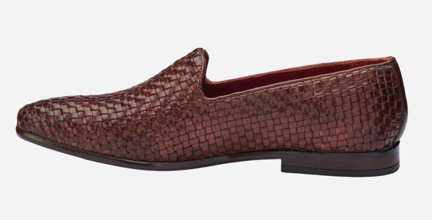 Masabih Tan Genuine Leather Braided Stylish Loafers for Men