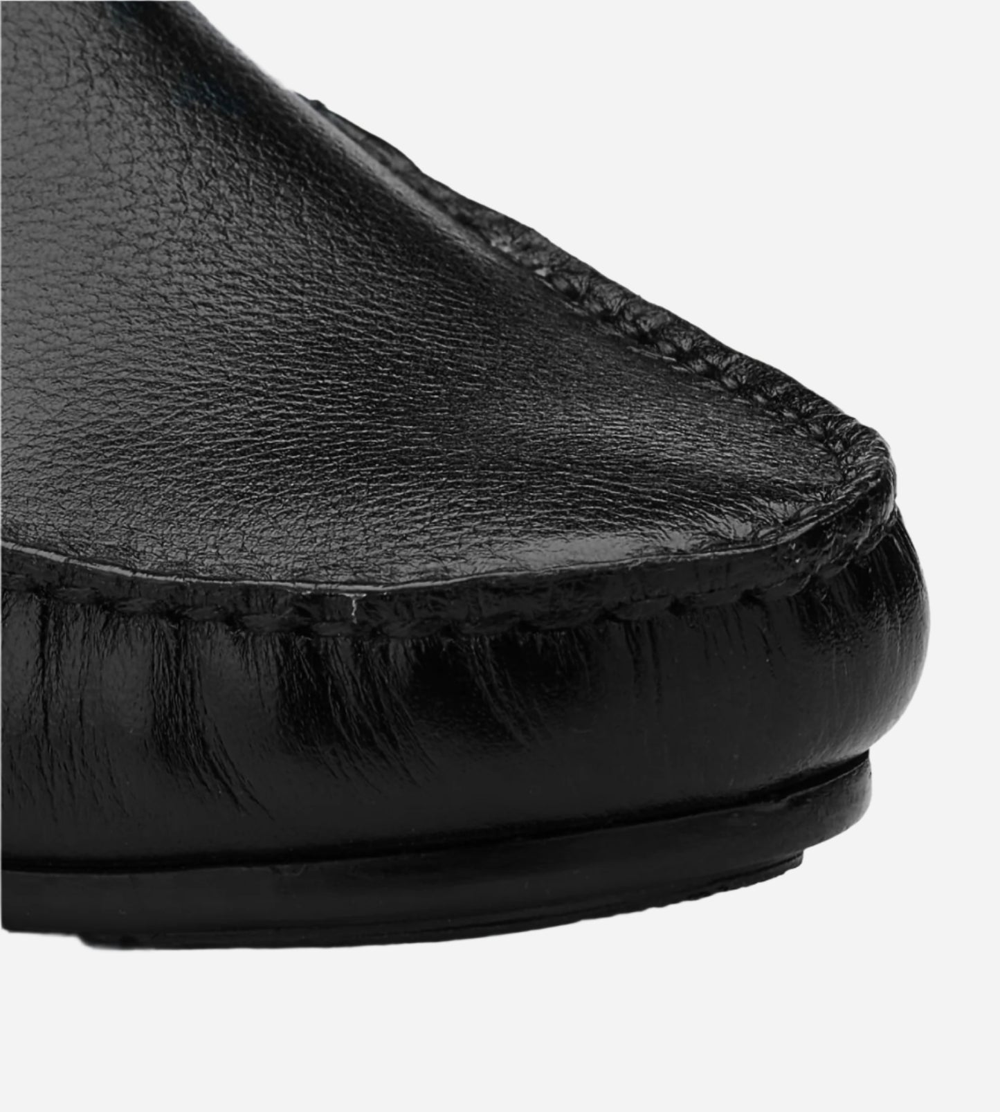 Masabih Genuine Leather Black Mocassin Shoes with Flat Sole for Men