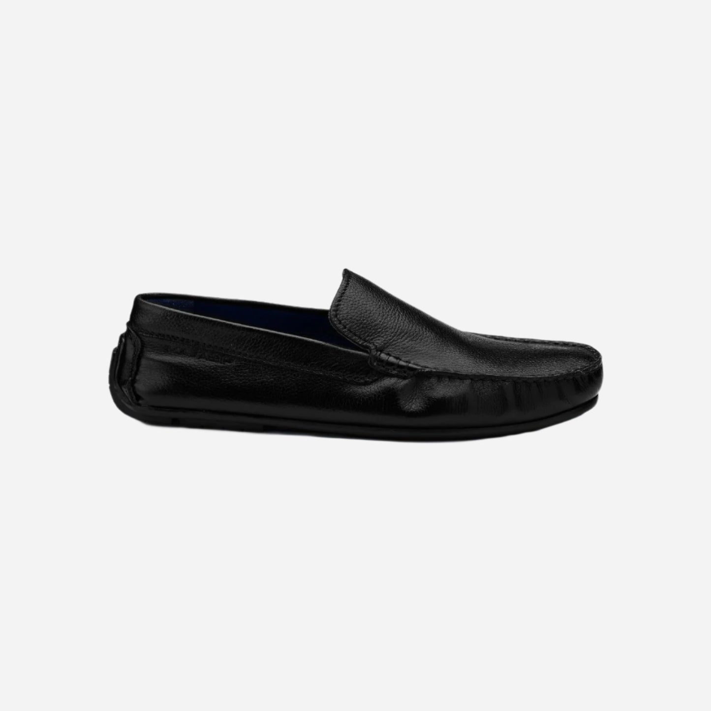 Masabih Genuine Leather Black Mocassin Shoes with Flat Sole for Men